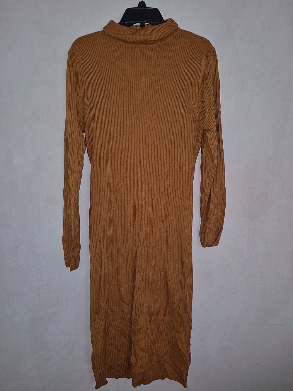 Brave Soul Ribbed Long Sleeve Midi Dress - Camel Brown